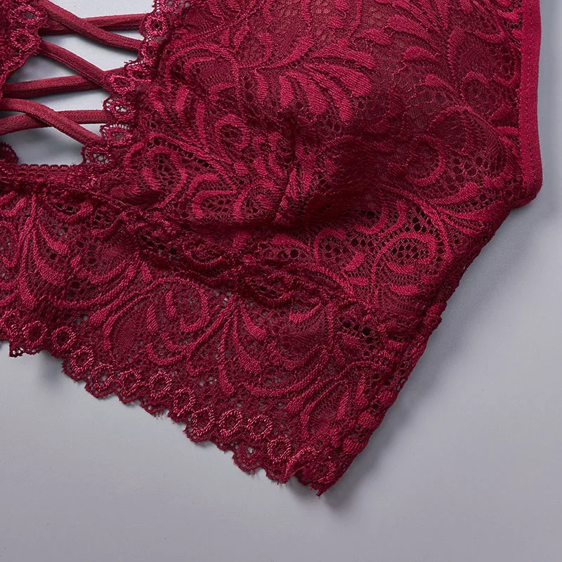 

Women Deep V Lace Bralette Camisoles Tank Top Front Cross Wirefree Sexy Lingerie Brassiere Lace Top Sexy Lingerie Camisole Top