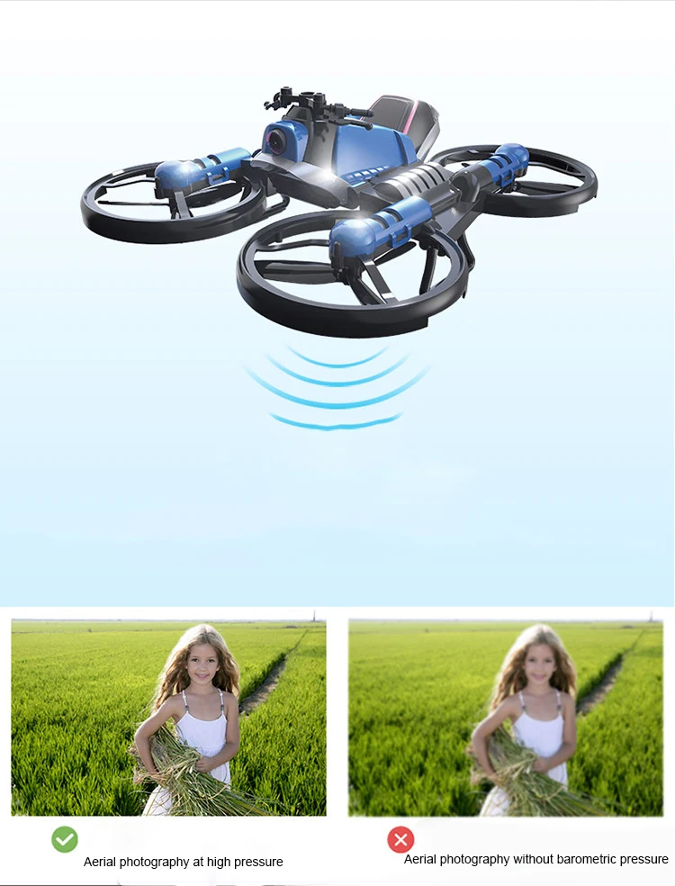 Unique 2-in-1 Folding RC Car Drone Camera Motorcycle Aircraft Multi-Functional 4-axis Quadcopter Remote Control Toy Gift for Kid | Игрушки и