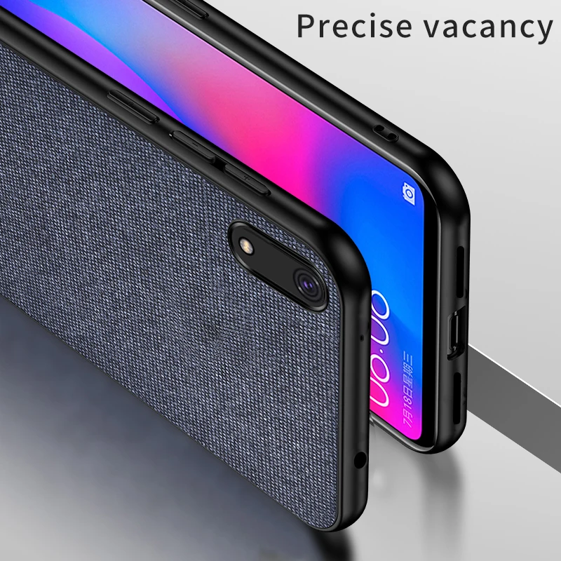 Cloth Fabric for huawei Y6 2019 case Luxury Cover Shockproof Hard Soft Frame Armor Case For Huawei |