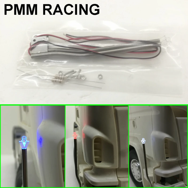 

Metal side Pole lights v8 lamps For 1/14 Tamiya RC Truck car scania r620 56323 r730 ACTROS MAN TGX AROCS VOLVO Red White Blue