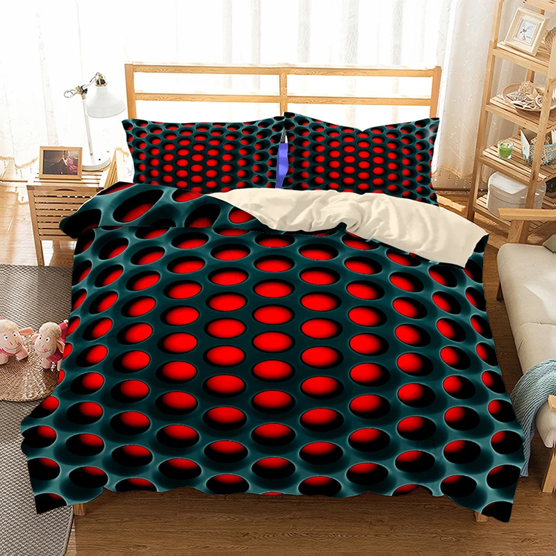 

2/3pcs Modern 3D Printing Cartoon Bedding Set Polyester Fabric Geometric Pattern Quilt Duvet Cover Pillowcase Home Textile