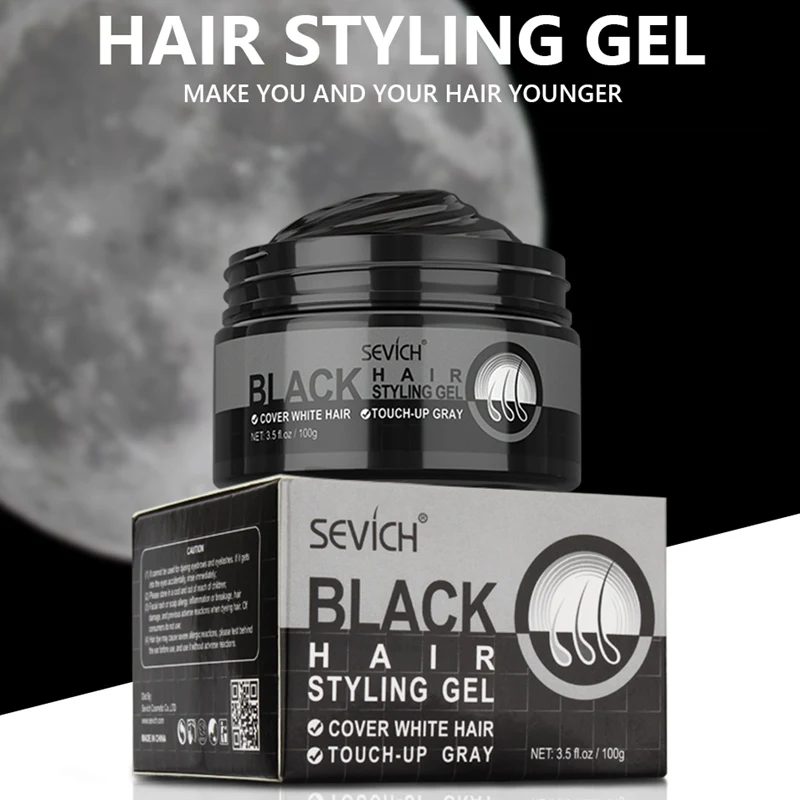 

Sevich 100g Black Hair Styling Wax Cover White Hair Touch-up Gray Blackening Natural Hair Coloring Dye Hair Wax Gel