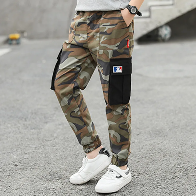 Camouflage Камуфляжные штаны для мальчиков детская спортивная одежда с несколькими карманами для подростков штаны для тренировок, путешествие на выживание От 4 до 10 лет - Цвет: Camouflage