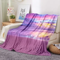 3d printing colorful sky flannel blanket adult children napping leisure cover senior sheet sofa throwing bedspread