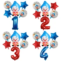 6pcs cartoon clown plim foil balloons 30 inch five pointed star air globos kids toys gift home happy birthday party decoration
