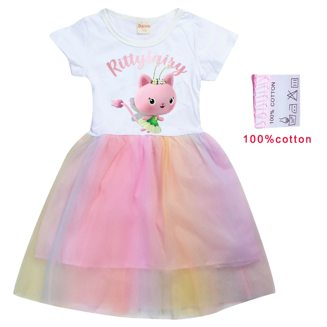 Детское Сетчатое платье принцессы эластичная летняя футболка с изображением