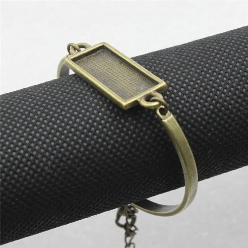 Bronze Fit 10x25 мм винтажный металлический прямоугольник пустая Установка ободок браслет из кабошона прямоугольная основа для DIY браслет 5 нитей/лот K05376 - Цвет: Bronze