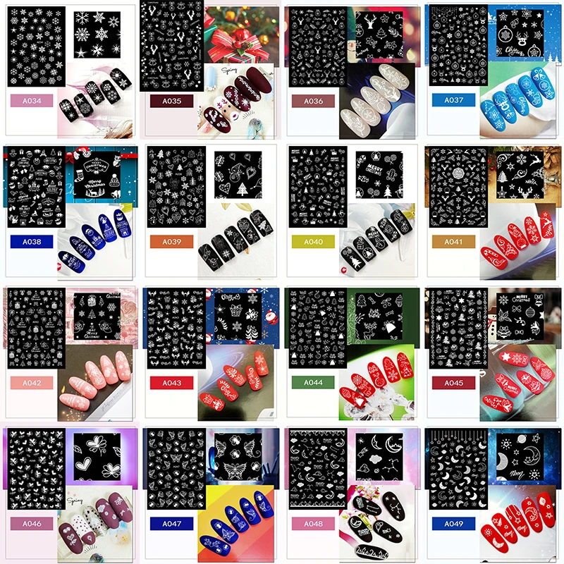 

Christmas Design Nail Decals Fashion Nail Stickers High Quality Nail Decoration 3D Sticker Girls Beautiful Nail Wraps Wholesale