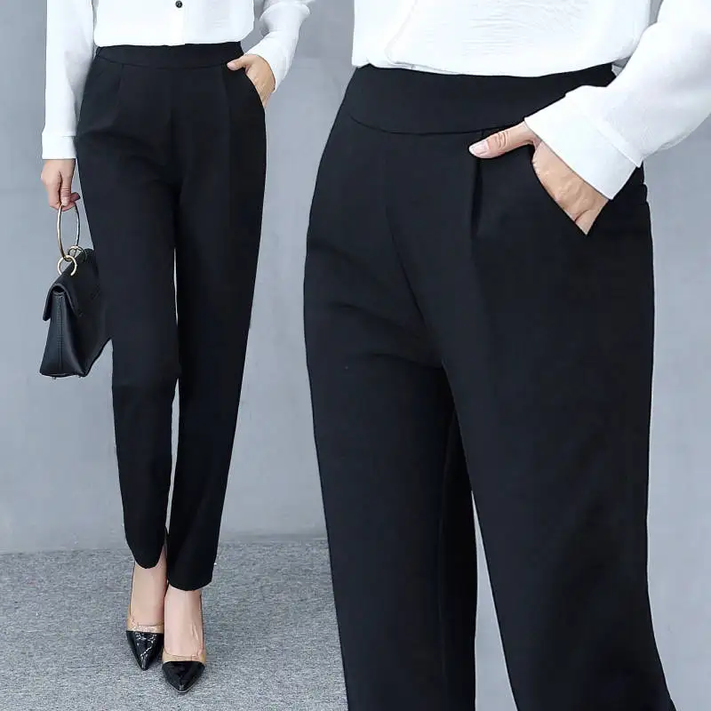

2020 Fashion Women Casual Pants Autumn Spring Office Ladies Suit Pants High Waist Straight Leg Slacks Lady Female Trousers