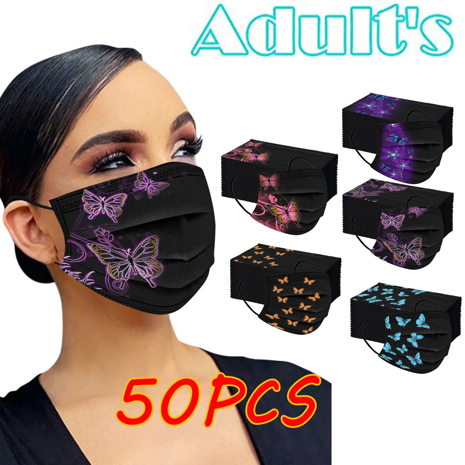 

50pcs Fashion Ladies Mask Adult Mascarillas Halloween Cosplay Butterfly Luxury Designer Fast Delievry Bandana Facemask Mascara