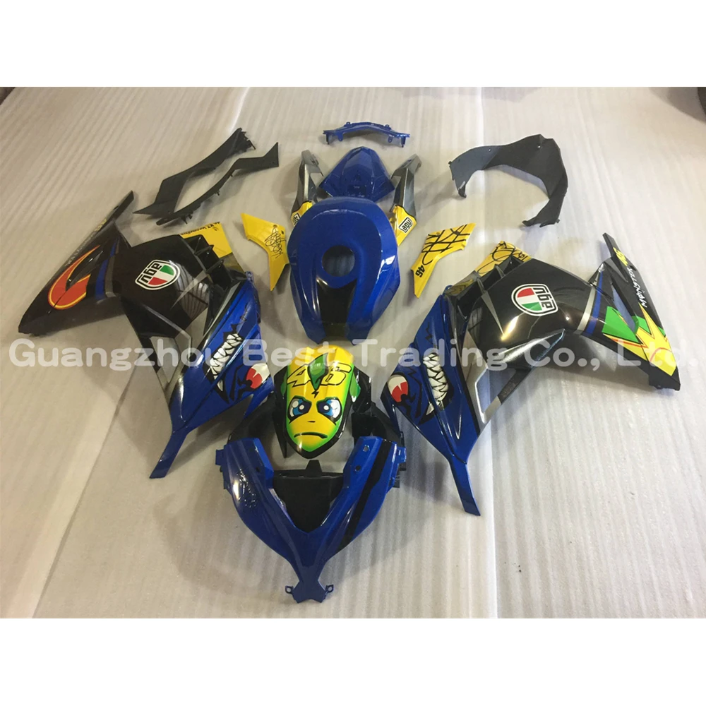 Темный Комплект синих обтекателей набор для ниндзя 300 EX300 2013-2017 Ninja250R EX250R 2008-2012