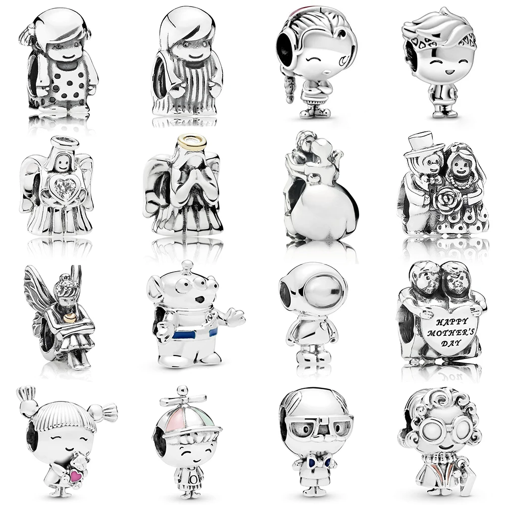 

Полые бусины Pan из стерлингового серебра 925 пробы, бусины благословения для сумок, аксессуары «сделай сам», имитация винтажных ниток, украше...