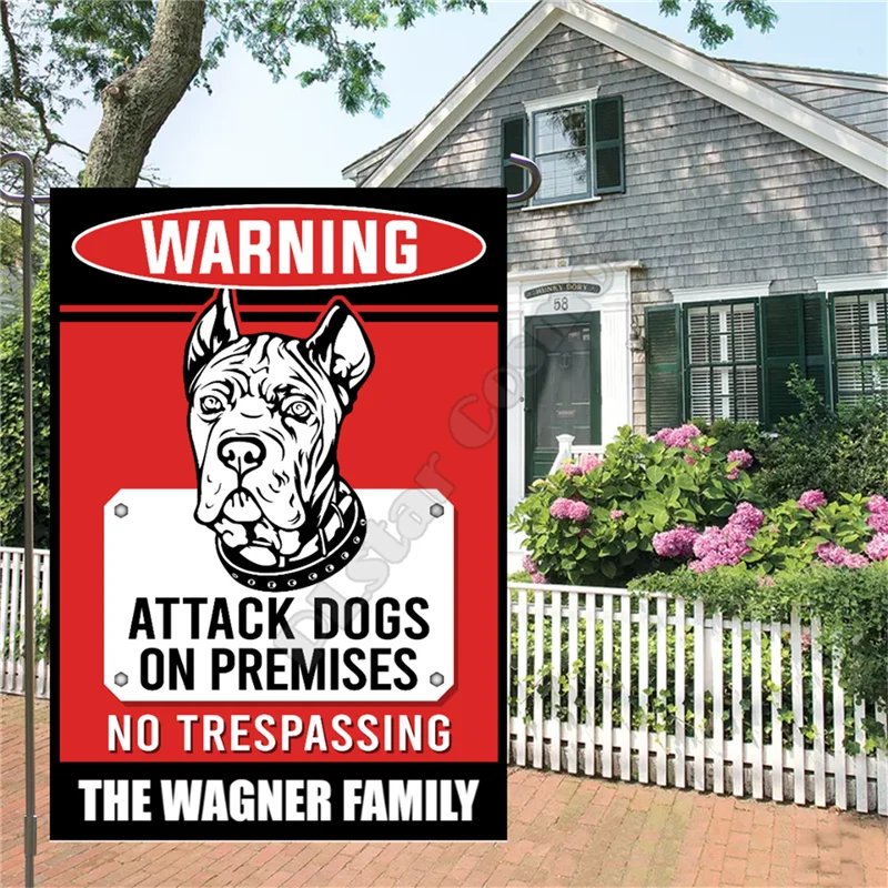 Персонализированный предупреждающий Садовый флаг Dobermann собаки на месте 3D