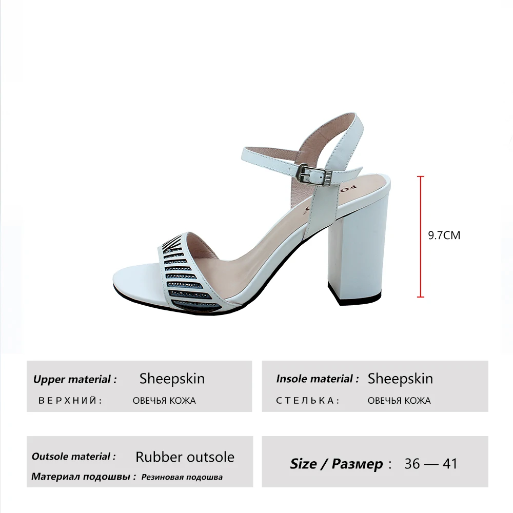 Женские сандалии с круглым носком focolo летние туфли на высоком каблуке ремешком