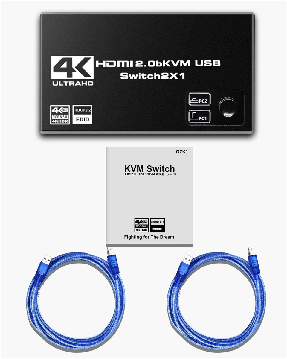 HDMI переключатель KVM двойной монитор 2 в 1 выход принтер клавиатура мышь порта 4K/60Hz