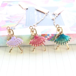Domikee cute kawaii dressing girl shape office school metal bookmark for book school kid notebook hanging accessories stationery