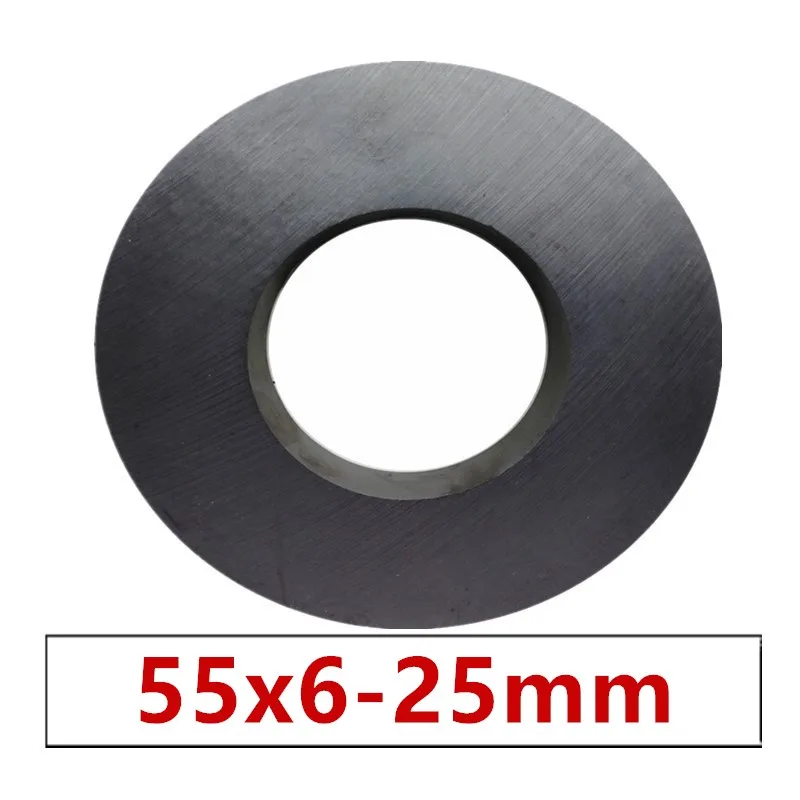 

5pcs/lot Ring Ferrite Magnet 55x6 mm Hole 25mm Permanent magnet 55mm x 6mm Black Round Speaker ceramic magnet 55*6 55-25x6