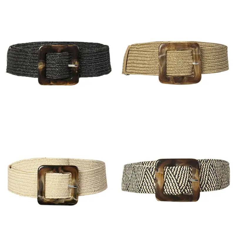 Ремень женский плетеный с деревянной пряжкой | Аксессуары для одежды