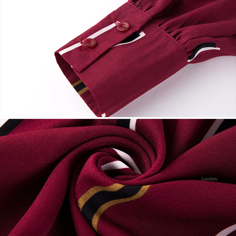 Lenshin женские рубашки в полоску элегантная блуза с круглым вырезом офисная одежда