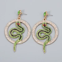 wholesale colorful rhinestone earring woman big drop dangle snake earrings for women 2021 za trick statement party ear ring