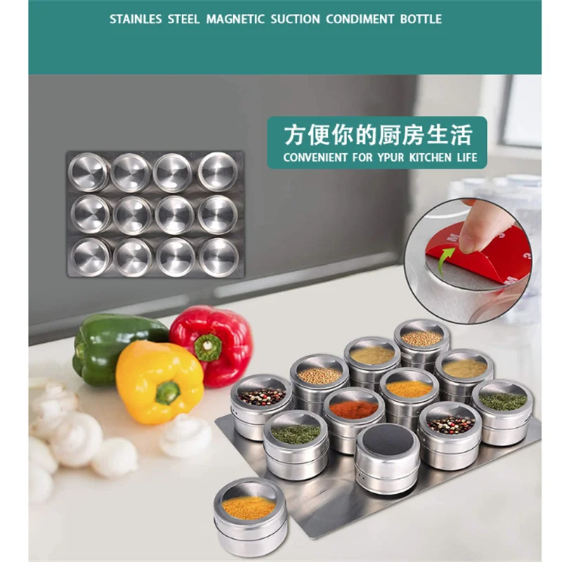 Магнитный емкости для хранения специй с настенный стеллаж выставки товаров