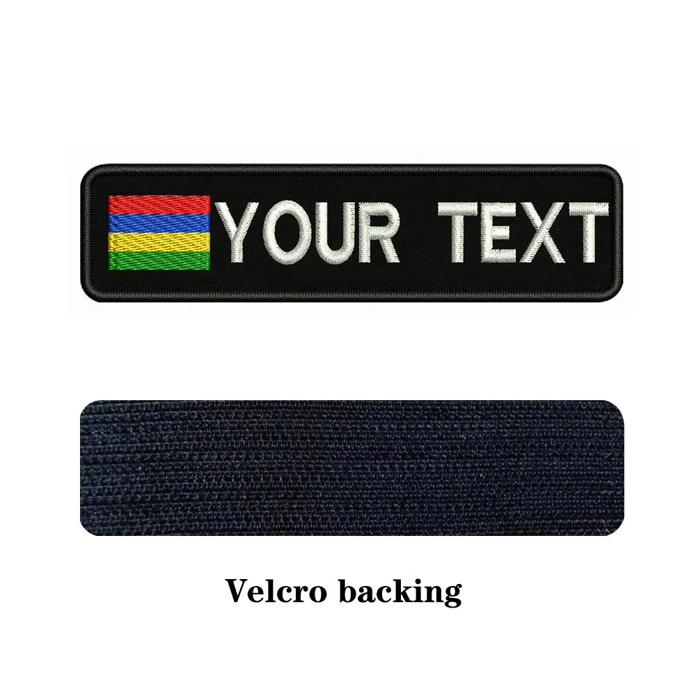 Флаг Маврикия 10X2.5cm вышивка пользовательское имя заплатка с текстом полосы