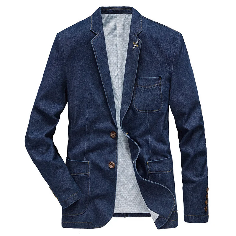 Military Casual Denim Blazers Men Suits 