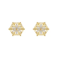 korea fashion small crystal snowflake fashionable s925 earrings for women christmas party birthday gift universal female earring