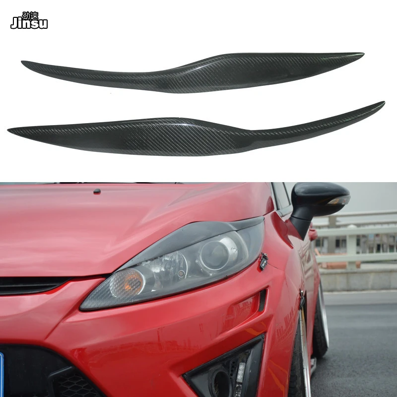 Углеродное волокно фары Брови Веки автомобильные наклейки для Ford Fiesta MK7 2009 - 2012