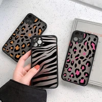 fashion leopard pattern case for iphone 12 11 pro max xs max xr x 13 12 mini 7 8 plus se2020 matte bumper shockproof clear cover