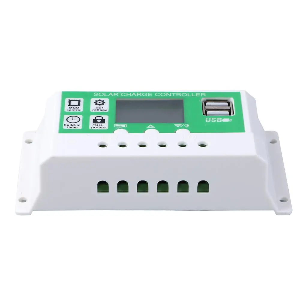 Multi-use 10A/20A/30A 12V 24V Solar Charge Controller Lithium Battery LCD Display PWM Dual USB Panel Charger |