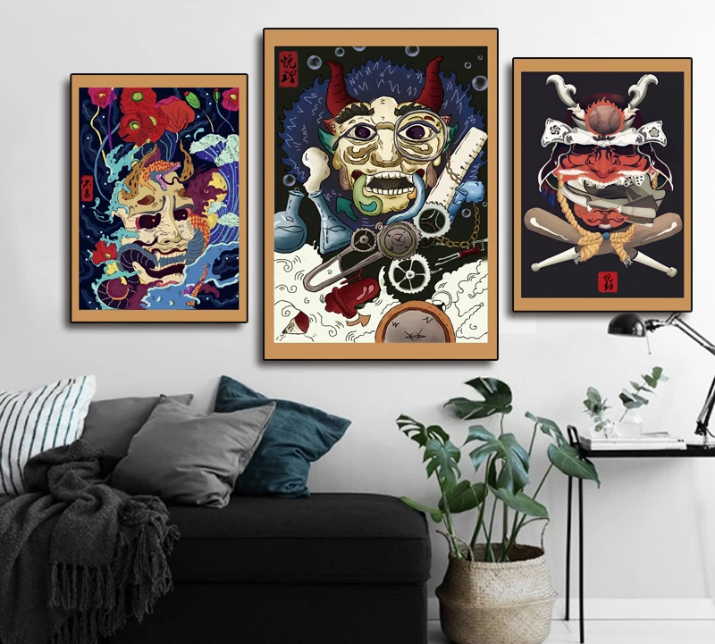 Ukiyoe плакат японский портрет, холст, живопись в японском стиле ретро Самурай Азиатский воин настенные художественные украшения дома