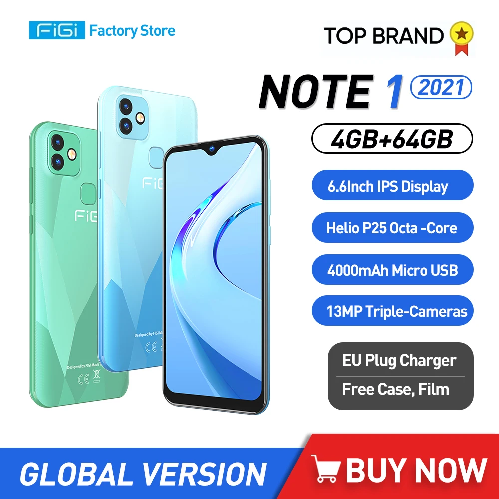 

Смартфон FIGI Note 1 на Android 2021, 8-ядерный процессор Helio P25, экран 6,6 дюйма, 4 Гб + 64 ГБ