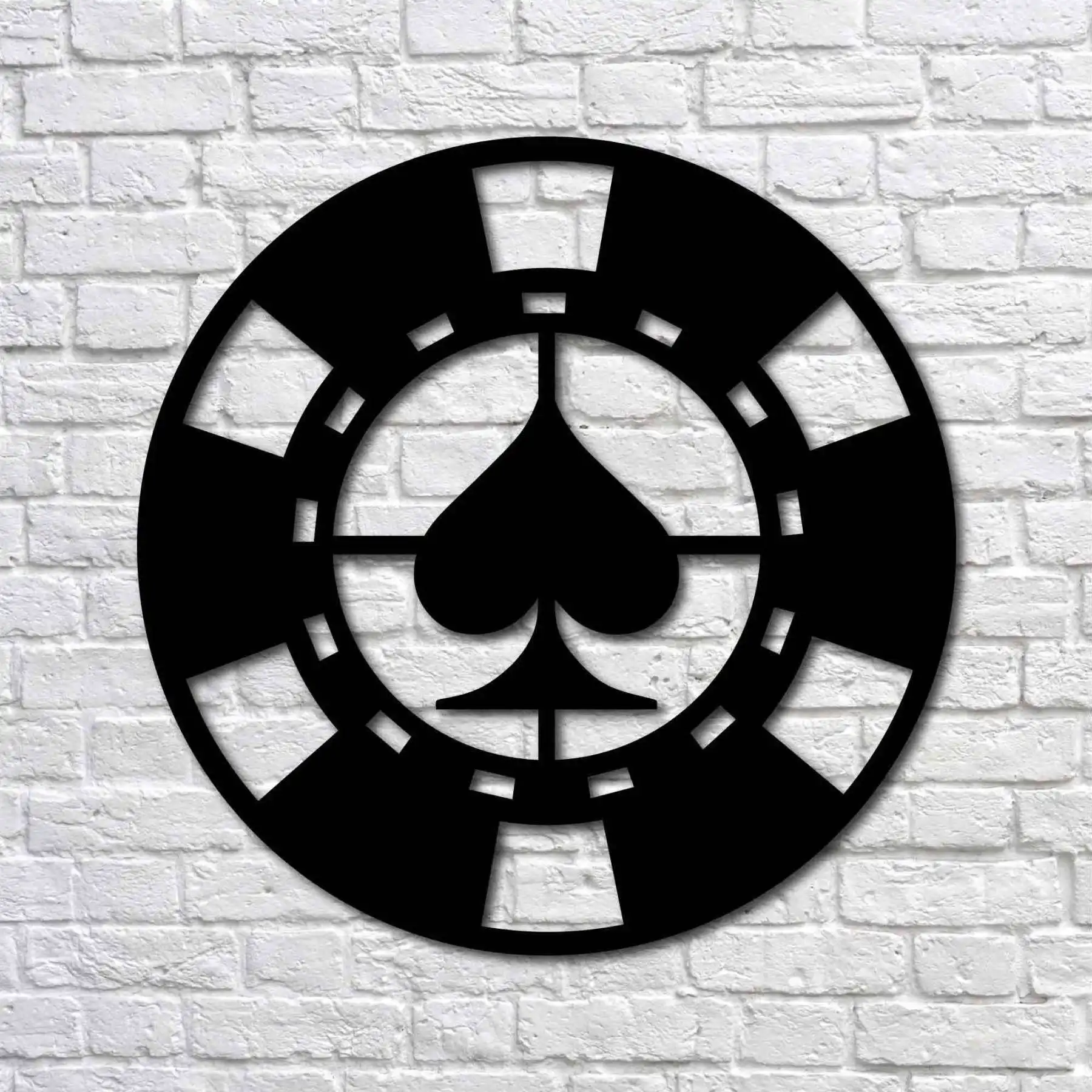 

Metal Wall Art - Spade Poker Chip - Interior Decoration - Wall Hanging - Home Decor - Wall Sign-50x50 cm