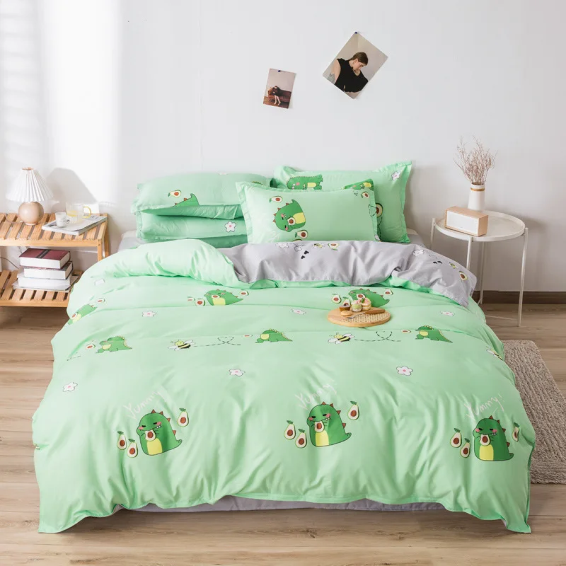 

С проектом "динозавр" мыть хлопок Стёганое одеяло крышка Подушка Чехол Простыня из мягкой дышащей ткани один двойной King Queen Постельное белье...