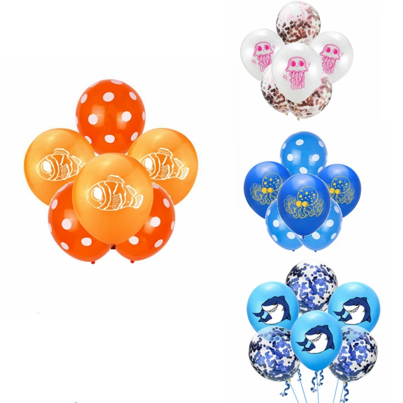 10 шт. 12 ''анимированный морской латексный воздушный шар&quot Конфетти &quotнабор