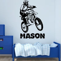 motocross wall decal custom name wall decor art personalized nursery bike sticker kids vinyl mural gift c9021