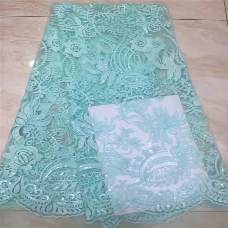Розовый 2019 Африканский Тюлевое кружево с пайетками ткань зеленая