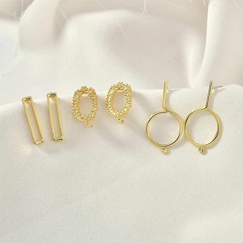 4 шт. серебряные серьги иглы с геометрическим рисунком|Ювелирная фурнитура и