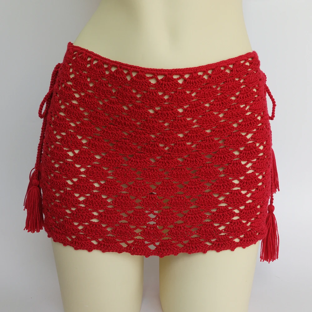 Сексуальное женское кружевное вязаное Бандажное бикини с высокой талией пляжная