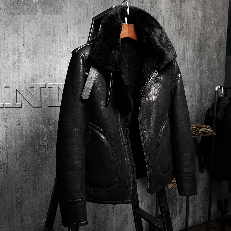 Куртка-бомбер мужская короткая из овечьей кожи женская | Мужская одежда