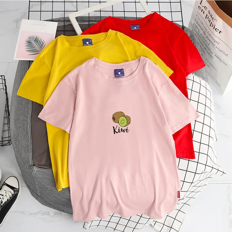 Женская футболка Ulzzang с коротким рукавом летняя Милая в стиле Харадзюку рисунком