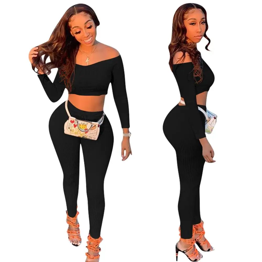 Простой Однотонная одежда U образным вырезом укороченный Топ с длинным рукавом и