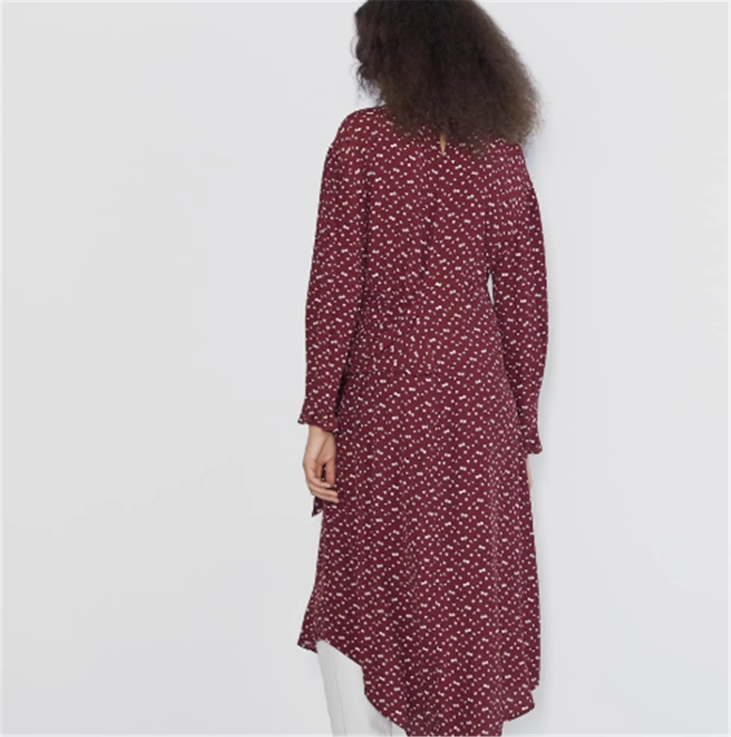 Boho ZA/Новинка летнее женское платье миди с принтом модное длинными рукавами и