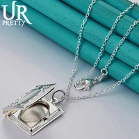urpretty 925 sterling silver magic book photo frame necklace 1618202224262830 inch snake chain for woman wedding jewelry