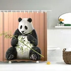 Зеленая бамбуковая душевая занавеска с пандой, креативная Забавная детская занавеска с милым рисунком диких животных, декоративная занавеска для ванной комнаты, водонепроницаемый экран для ванной