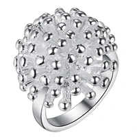 silver plated fireworks coral ring ladies fashion wedding engagement ring party ball jewelry accessories anniversary gift