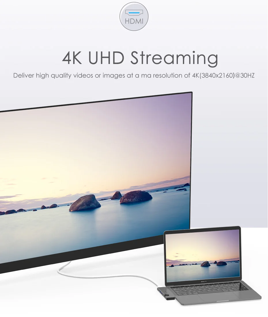 USB C концентратор с 40 Гбит/с Thunderbolt 3100 Вт питания, 4K HDMI, 2 USB 3,0, type C, гигабитный Ethernet адаптер для нового Mac Air