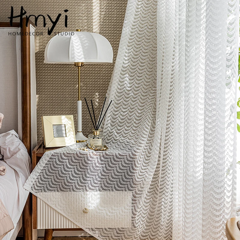 Современные белые прозрачные шторы для гостиной тюль украшение окна панельные в