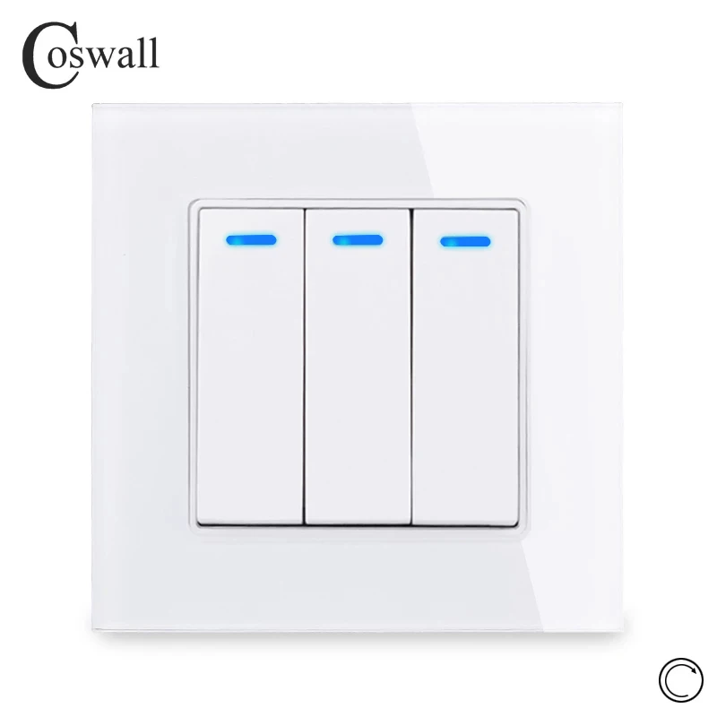 Стеклянная панель Coswall 1/2/3/4 клавиши 1 канал импульсный переключатель сброса